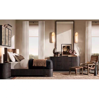Lit en bois de chêne massif de style RH au design moderne - Durable et confortable 1800x2000x1200mm Ensemble de meubles de chambre personnalisable