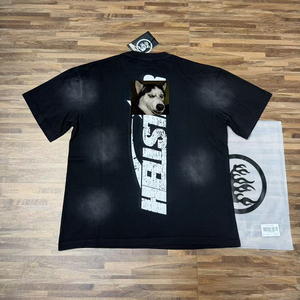 T-shirt da uomo di alta qualità in cotone pesante 100% con stampa graffiti Hot Brick e strass, modello <span class=keywords><strong>Hell</strong></span>/stars retrò, vestibilità ampia - Product Image 3