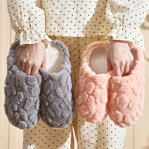 Pantuflas de Felpa para Mujer, Color Sólido, Cálidas para el Hogar, Antideslizantes, de Algodón Suave, para Interiores, Rosa, Gris, Café, Color Aleatorio M23303 - Product Image 2