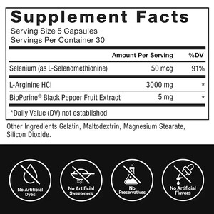 Capsule di L-Arginina per Uomini, Integratore per Nutrizione Sportiva <span class=keywords><strong>e</strong></span> Muscolare - Product Image 3