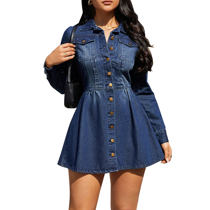 fashion to figure denim dress Feeling The Love Button Down Denim Mini Dress, S main image 1
