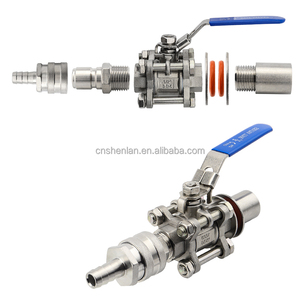 Kit de vanne à boisseau sphérique sans soudure en acier inoxydable 3 pièces BSP/NPT 1/2" pour brassage maison avec raccord rapide et embout cannelé pour tuyau - Product Image 6