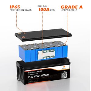 Paquete de Baterías de Fosfato de Hierro y Litio de 24 V y 100 Ah con BMS para Scooter Eléctrico, Sistema de Energía Solar y Marina - Product Image 3