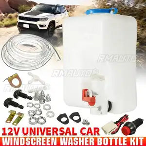 12V Car Windshield Washer Bottle Kit Water Tank Washer Reservoir Pump Bottle Kit Universal Windscreen Wiper Assembly