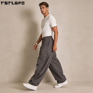 Pantalones de nailon personalizados, de peso ligero y resistente al agua, de pierna ancha, holgados, estilo Techwear, venta al por mayor a granel - Product Image 1