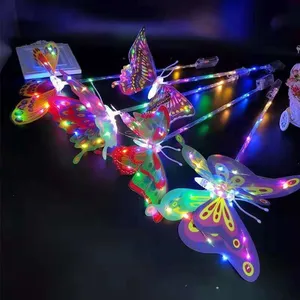Hstyle Vlinder Fee Toverstaf Led Glow Vlinder Speelgoed Licht Op Toverstaf Plastic Toverstaf Voor Meisjes Halloween Kerstfeest Gunsten