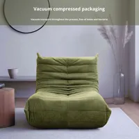 Fauteuil pouf sans cadre en forme de L - Design moderne en tissu trois places avec mousse compressée haute densité pour salons