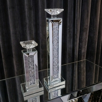 Porte-bougies modernes à profil bas, style glamour, avec accents en cristal pour salle à manger