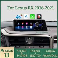 Radio Multimedia para Auto con Pantalla de 12.3 Pulgadas, Android 13, CarPlay, Qualcomm Octa-core, Compatible con Lexus RX RX270 RX350 450 2016-2021, Menú OEM, Reproductor de Video y TV