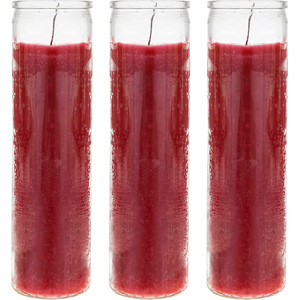 Vente en gros Bougies bocal en verre Hoodoo 8 pouces couleur rouge 7 jours Bougies bon marché populaire église funéraire tombe commémorative bougies religieuses en stock - Product Image 1
