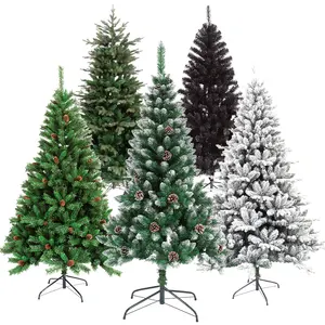 圣诞发光二极管灯批发制造商7英尺8英尺预照明植绒大雪白色人造现代圣诞树