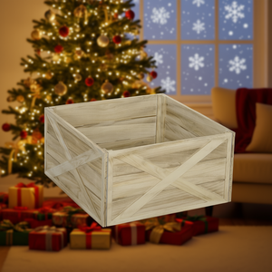 ปลอกคอต้นคริสต์มาสไม้ธรรมชาติ ขนาด 28 นิ้ว แบบทำสีซีดจาง ประกอบง่าย อุปกรณ์เสริมสำหรับฐานต้นไม้ - Product Image 2