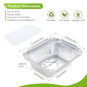 กล่องฟอยล์อลูมิเนียมสำหรับบรรจุอาหารขนาดเล็ก 260 มล./8.79 ออนซ์  สำหรับใส่อาหารกลับบ้าน พร้อมฝาปิด - Product Image 2