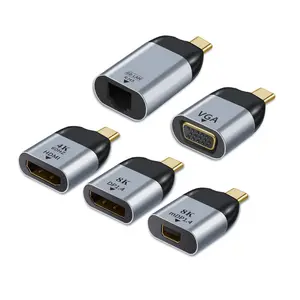 USB Loại C HDMI Adapter USB-C Để USB 3.1 Dp VGA Mini RJ45 8K Âm Thanh Video Chuyển Đổi