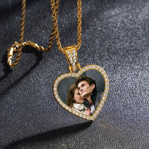 Collar con Colgante Personalizado DIY con Marco Giratorio para Fotos, Acero Inoxidable, Sublimación, Collar con Corazón para Fotos, Regalo Conmemorativo - Product Image 1