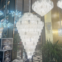 Lustre en verre blanc de luxe d'art de lustre moderne de feuille de verre soufflé à la main de salon de villa
