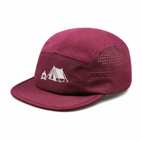 Casquette de camping classique 5 panneaux marron en ripstop et maille, légère, respirante, de haute qualité, avec logo personnalisé, pour la course à pied