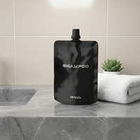 Pochette souple personnalisée en PE avec bec verseur 180 ml, recyclable, de luxe, pour l'emballage de recharge de shampoing et produits capillaires liquides pour hôtels et voyages