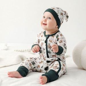 Ropa Infantil de Boutique, Mamelucos con Estampado Floral y Canalé, 100% Algodón, Conjuntos para Bebés Recién Nacidos, Mameluco de Bebé de Punto de Algodón - Product Image 3