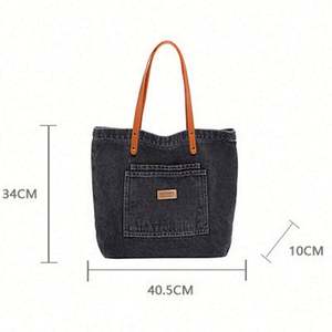 Sac fourre-tout de luxe grand format pour femmes 2024, sacs de shopping, sacs à bandoulière en jean avec logo personnalisé - Product Image 2