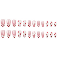 Faux ongles à presser motif carré, application sur les doigts avec colle, matériau ABS, 24 pièces, autocollants pour nail art