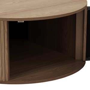 Directo de fábrica Mesa de centro de <span class=keywords><strong>puerta</strong></span> de tambor estriado deslizante redonda lisa en nogal con gran espacio de almacenamiento - Product Image 4