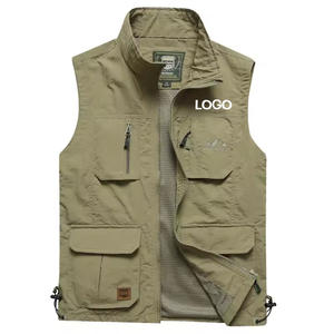 Vente directe d'usine, <span class=keywords><strong>gilet</strong></span> de pêche décontracté pour homme personnalisé en polyester, <span class=keywords><strong>gilet</strong></span> respirant multi-poches de haute qualité avec logo - Product Image 1