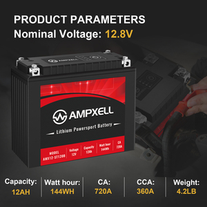 12V Lithium Motor Bike Maintenance Free Battery 144Wh 12V 12Ah Cell Intelligent BMS Management System 144Wh 12V 12Ah Cel - Product Image 3