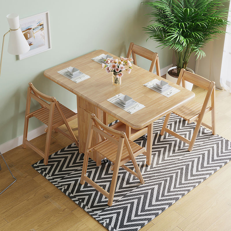 Natural wood color [One table and four chairs]