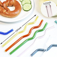 Pailles ondulées en verre réutilisables écologiques, accessoires de bar, 8x200mm, pailles en verre borosilicate faites à la main, accessoires de bar