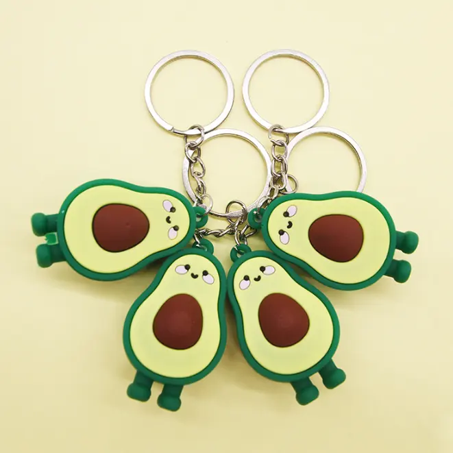 Aguacate PVC Keychain 3D Fruit Avocado Keyring Key Bag Car Pendants Promotional Gifts