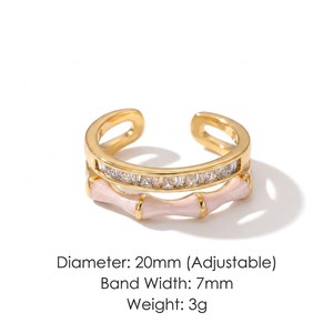 Anillo <span class=keywords><strong>de</strong></span> Esmalte <span class=keywords><strong>de</strong></span> Doble Capa 'Bambú Zen Encantado' <span class=keywords><strong>de</strong></span> JinSpark - Product Image 2
