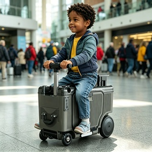 FUTURE JOY Maleta de Viaje con Asiento Amplio y Cuatro Ruedas, ABS, Antideslizante, <span class=keywords><strong>para</strong></span> Niños y Adultos - Product Image 1