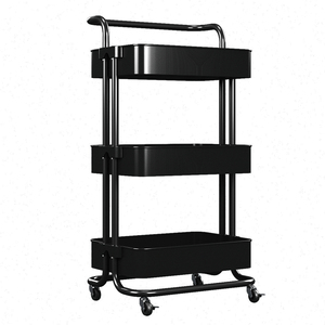 Modern Dining Room Black Home Storage & Organization 3 Tiers Storage Container Carts Kitchenware Organizer