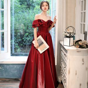 Vestido <span class=keywords><strong>de</strong></span> <span class=keywords><strong>Novia</strong></span> Retro Borgoña para Mujer Embarazada, Talla Pequeña, Primavera, Nuevo - Product Image 6