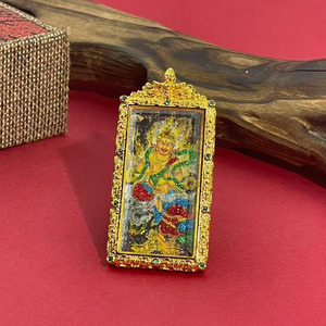 Collier pendentif Thangka Manjusri Bodhisattva doré et peint à la main pour hommes et femmes, collier Zajila <span class=keywords><strong>Mo</strong></span> Spirit du Renard à neuf queues - Product Image 6
