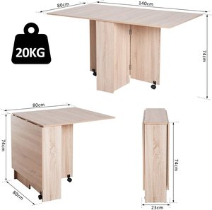 <span class=keywords><strong>Mobile</strong></span> del Foglio di Goccia di Cucina Sala Da Pranzo Tavolo Pieghevole Scrivania per i Piccoli Spazi con 2 Ruote e 2 Scaffali di Stoccaggio di Quercia - Product Image 3
