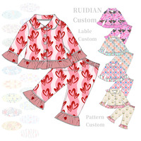 Ensemble pyjama pour la Saint-Valentin 2026, nouveau design, ensemble pyjama en dentelle pour fille, ensemble pyjama personnalisé imprimé pour enfants, ensemble deux pièces