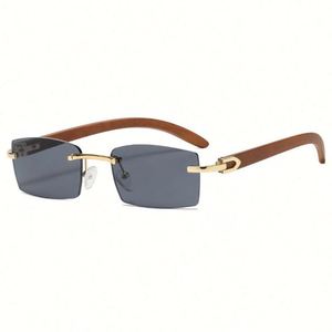 Gafas de Sol de Madera con Marco Pequeño, Estilo Vintage, a la Moda, con Logotipo Personalizado al por Mayor, Gafas de Sol Rectangulares sin Montura, Estilo Punk, para Hombre y Mujer - Product Image 5