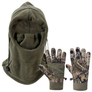 Capucha ajustable para clima frío, forro polar, máscara de esquí de camuflaje verde, guantes de caza al aire libre a prueba de viento para pesca de <span class=keywords><strong>carpa</strong></span> - Product Image 3