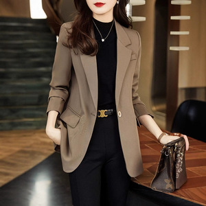Women's Padded Blazer Thickened Solid Color Brown Suit Loose Fit Casual Korean Style 2025 Spring Autumn Wear - Product Image 5