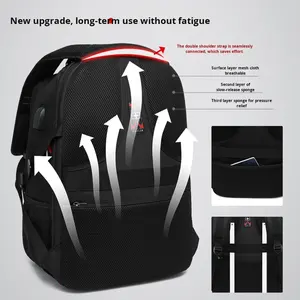 HESHI Sac à Dos pour Ordinateur Portable Homme 17 Pouces, Grande Capacité pour Couteau <span class=keywords><strong>Suisse</strong></span>, Imperméable, Doublure en Polyester, pour Affaires, Voyage, École, Nouveau - Product Image 4