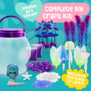 Mermaid Unicorn Terrarium <strong>Kit</strong> for Kids - DIY Glowing Fairy Garden with <strong>Mushroom</strong> Lights, Crystals &amp; Moss - Product Image 4