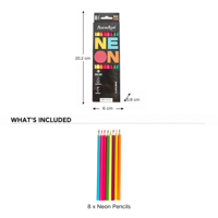 FLOWood Lot de 8 crayons de couleur en bois néon, pigment fluorescent vibrant de haute qualité pour le dessin des enfants, fournitures scolaires et artistiques