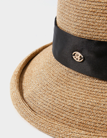 Chapeau de paille élégant à nœud et ruban, style sombrero, en herbe de riz, pour adultes, idéal pour l'été, les voyages, le cyclisme, la pêche et les activités de plein air