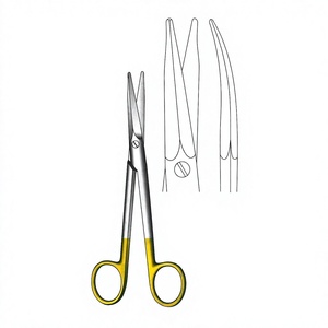 Ciseaux chirurgicaux incurvés de 16,5 cm (6-1/2 pouces) en carbure de tungstène doré TC, en acier inoxydable de précision - Product Image 1