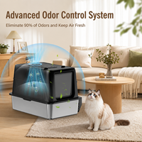 Bac à litière automatique pour chat en acier inoxydable, grande capacité de 70 L, bac à litière fermé intelligent avec contrôle des odeurs pour plusieurs chats