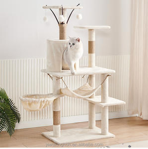 Multi-lapisan mewah kucing pohon memanjat bingkai tempat tidur gantung Kondominium anak kucing interaktif tiang goresan Sisal mewah pohon kucing - Product Image 2