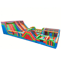 Aire de jeux gonflable amusante pour enfants en plein air, parc gonflable avec parcours d'obstacles et toboggan combinés