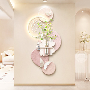 Lámpara LED de Pared con Sensor de Movimiento, Estilo Crema de Madera Natural, Textura Floral Tridimensional, para Entrada/Recibidor, Sala de Estar, Arte Mural - Product Image 6